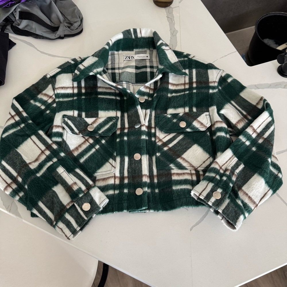 Zara Women’s Green Plaid Jacket - Size M